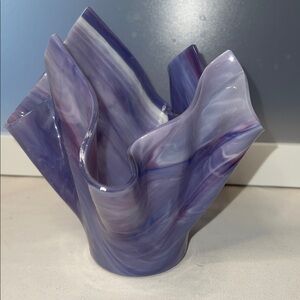 Lavender art glass slump vase